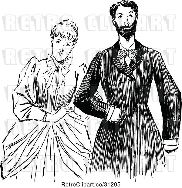 Vector Clip Art of Retro Victorian Couple 1