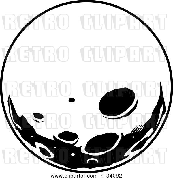 Vector Clip Art of Retro View of the Moon with Craters on the Surface