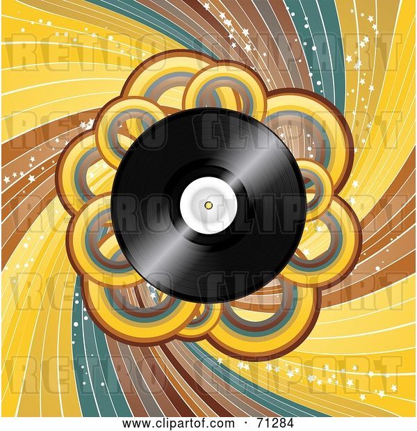 Vector Clip Art of Retro Vinyl Record Background with Loops and Swirls
