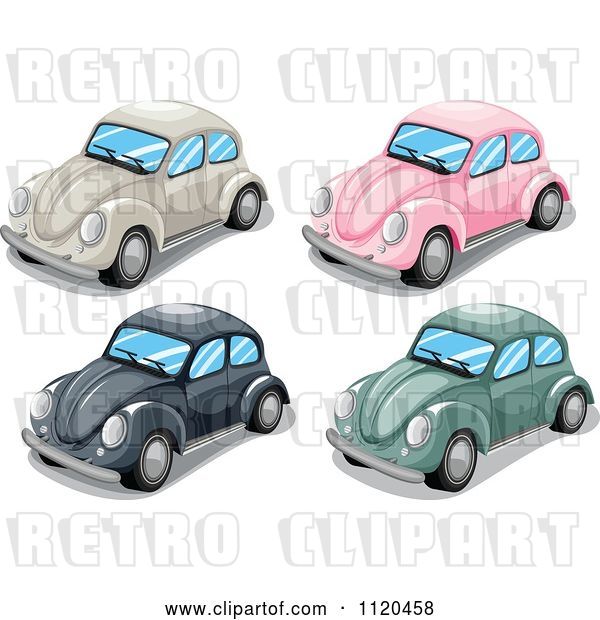 Vector Clip Art of Retro VW Slug Bug Cars