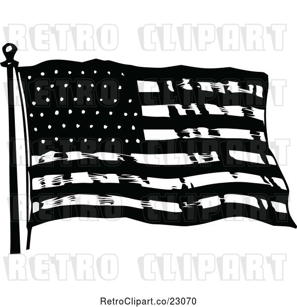 Vector Clip Art of Retro Waving American Flag