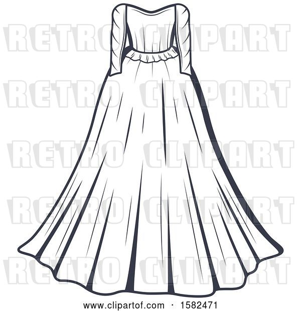 Vector Clip Art of Retro Wedding Gown Design