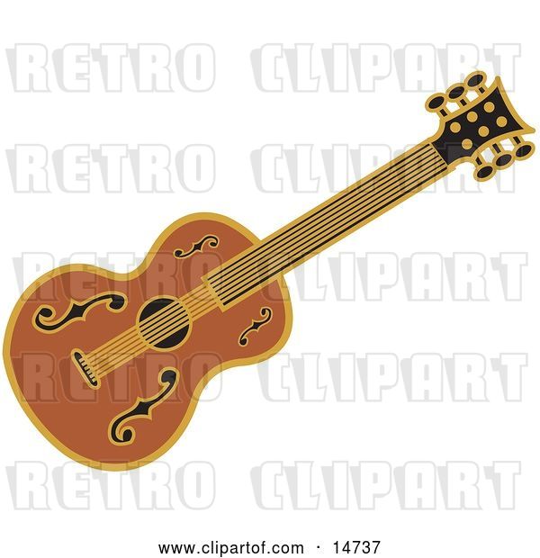 Vector Clip Art of Retro Western Guitar over a White Background