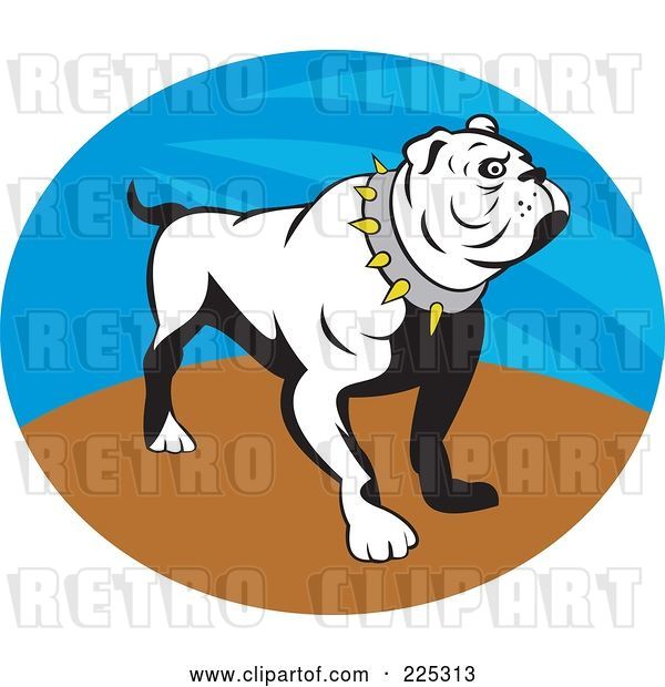 Vector Clip Art of Retro White Bulldog Logo