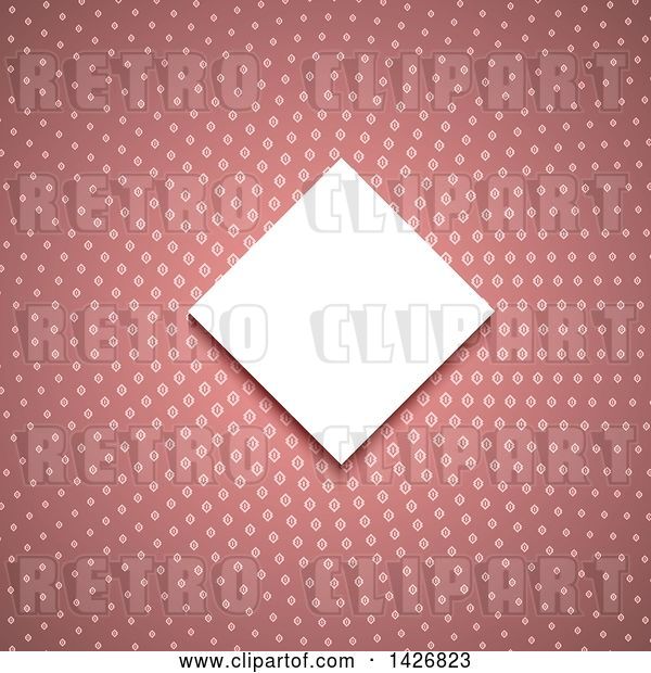 Vector Clip Art of Retro White Diamond Shaped Invitation Frame over a Pink Pattern