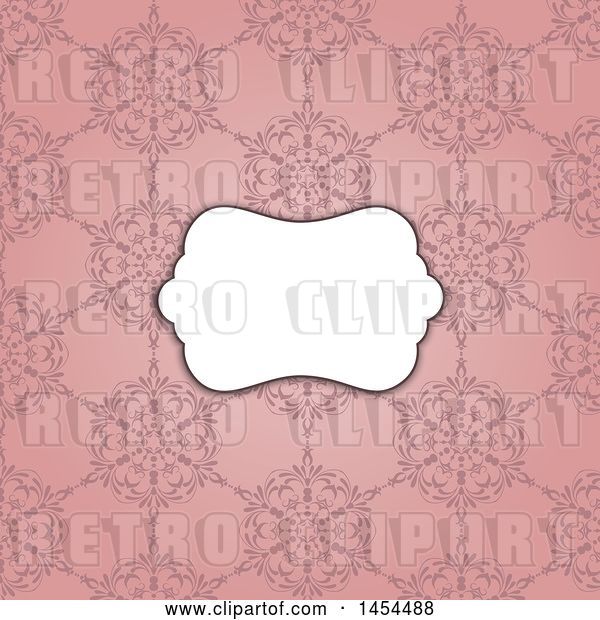 Vector Clip Art of Retro White Frame over a Pink Floral Pattern Background