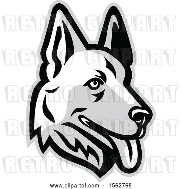 Vector Clip Art of Retro White German Shepherd Dog Mascot Head