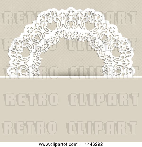 Vector Clip Art of Retro White Ornate Doily over Beige