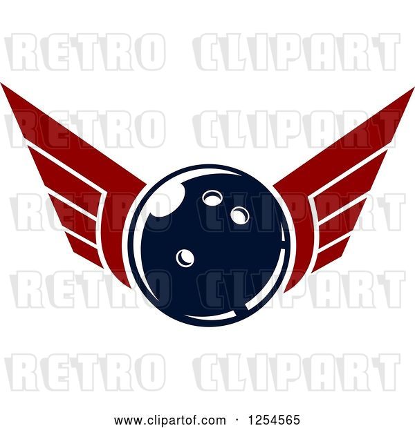 Vector Clip Art of Retro Winged Bowling Ball