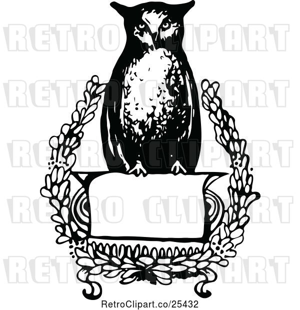 Vector Clip Art of Retro Wise Owl Sign