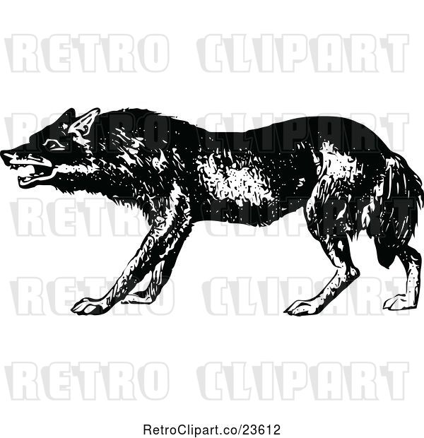 Vector Clip Art of Retro Wolf 2