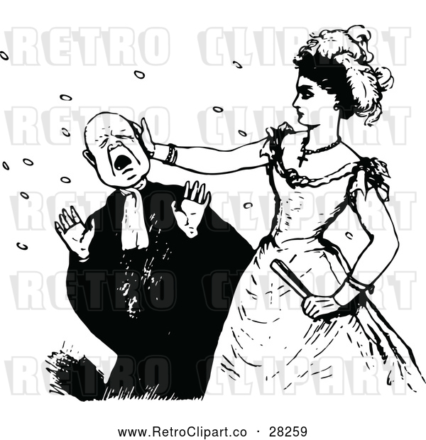 Vector Clip Art of Retro Woman Slapping a Man
