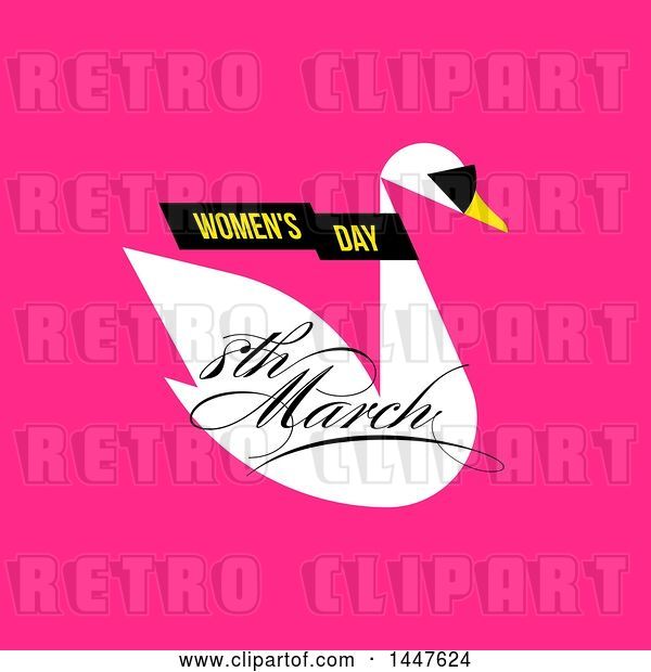 Vector Clip Art of Retro Womens Day March 8th Swan Wearing Sunglasses Design on Pink