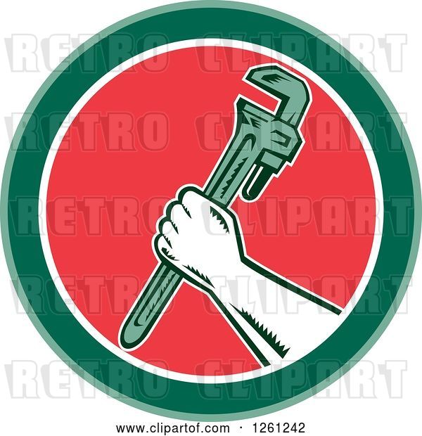 Vector Clip Art Of Retro Woodcut Plumber Hand Holding A Monkey Wrench