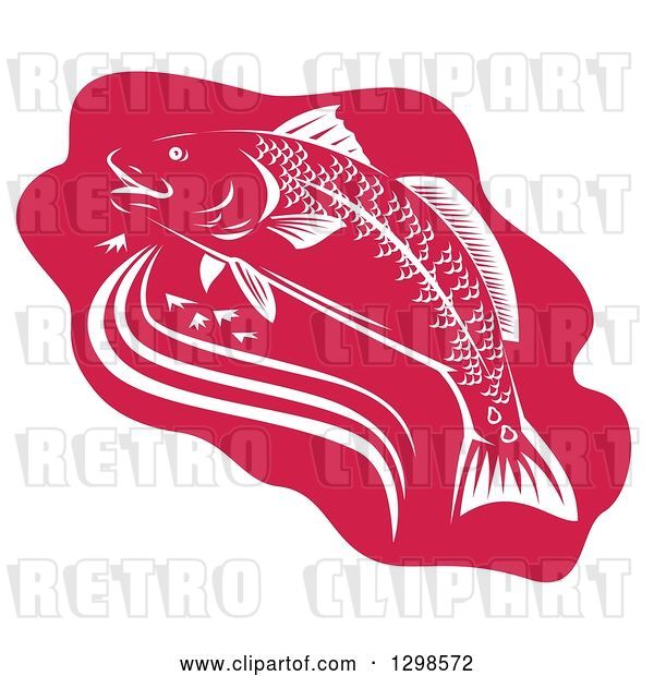 Vector Clip Art of Retro Woodcut Red Drum Spottail Bass Fish Design