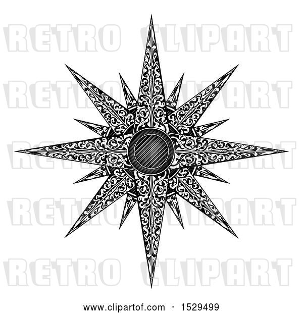 Vector Clip Art of Retro Woodcut Styled Christmas Star