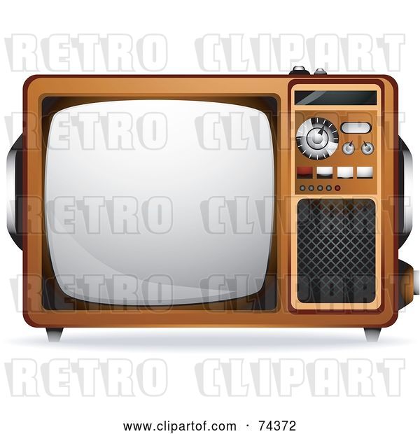 Vector Clip Art of Retro Wooden Box Television with Knobs on the Front Panel