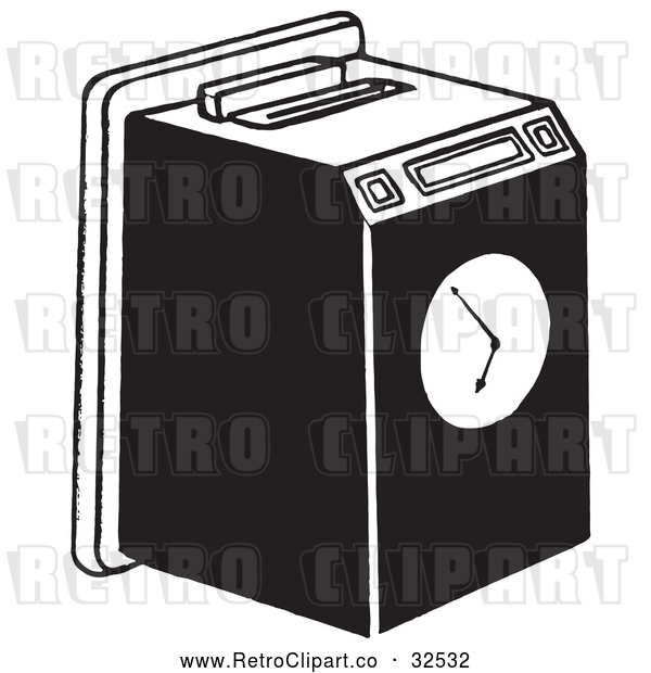 Vector Clip Art of Retro Work Punch Clock Black and White