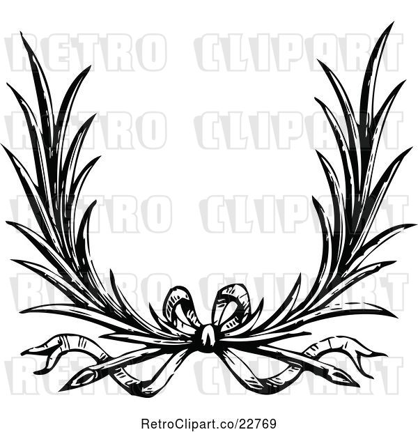 Vector Clip Art of Retro Wreath with a Bow