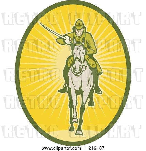 Vector Clip Art of Retro Yellow and Green Cavalry Logo