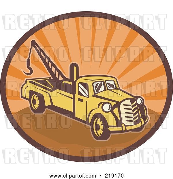 Vector Clip Art of Retro Yellow and Orange Tow Truck Logo