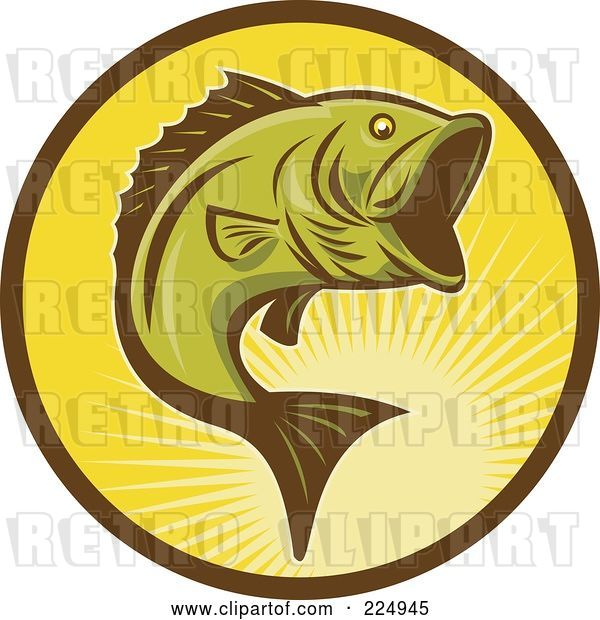 Vector Clip Art of Retro Yellow Largemouth Bass Logo