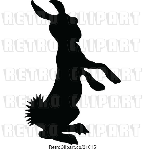 Vector Clip Art of Silhouetted Alert Bunny