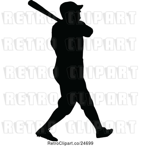 Vector Clip Art of Silhouetted Batting Baseball Player