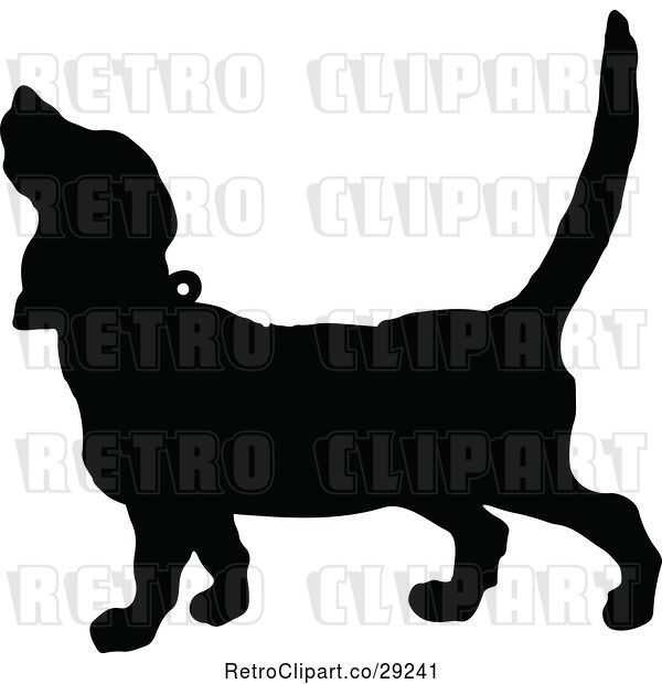 Vector Clip Art of Silhouetted Howling Dog