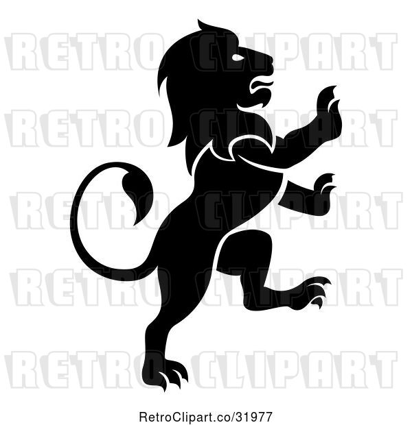 Vector Clip Art of Silhouetted Rampant Lion