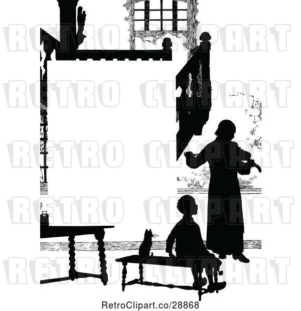 Vector Clip Art of Silhouetted Violinist Page Border