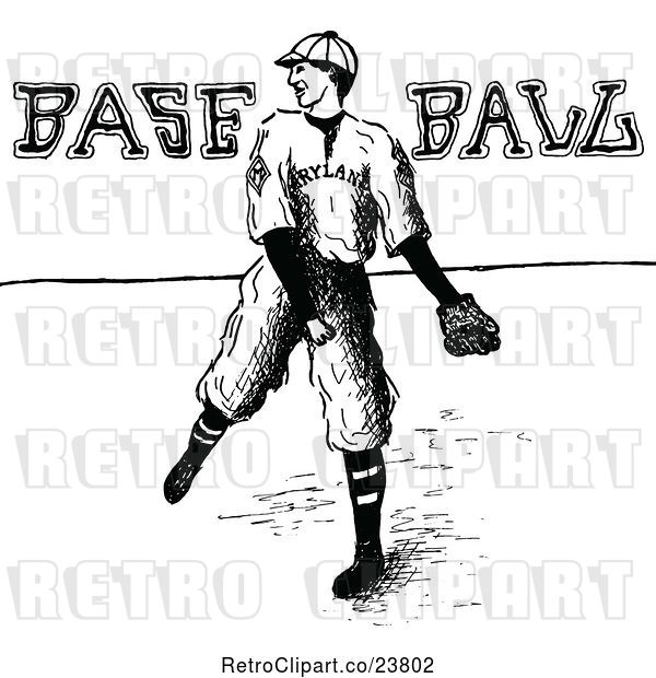 Vector Clip Art of Sketched Baseball Player