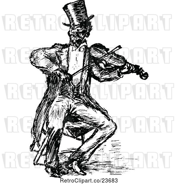 Vector Clip Art of Sketched Guy Playing a Violin