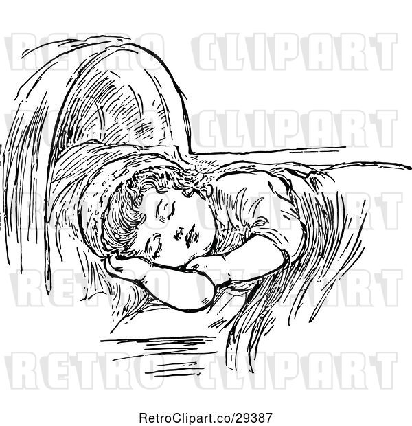Vector Clip Art of Sleeping Girl