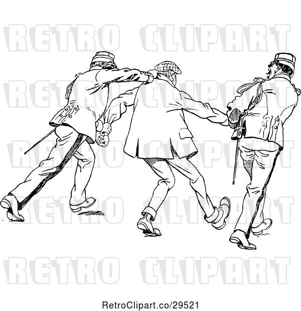 Vector Clip Art of Soldiers Apprehending a Guy
