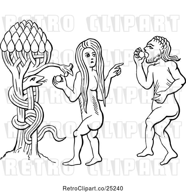 Vector Clip Art of Temptation of Adam and Eve