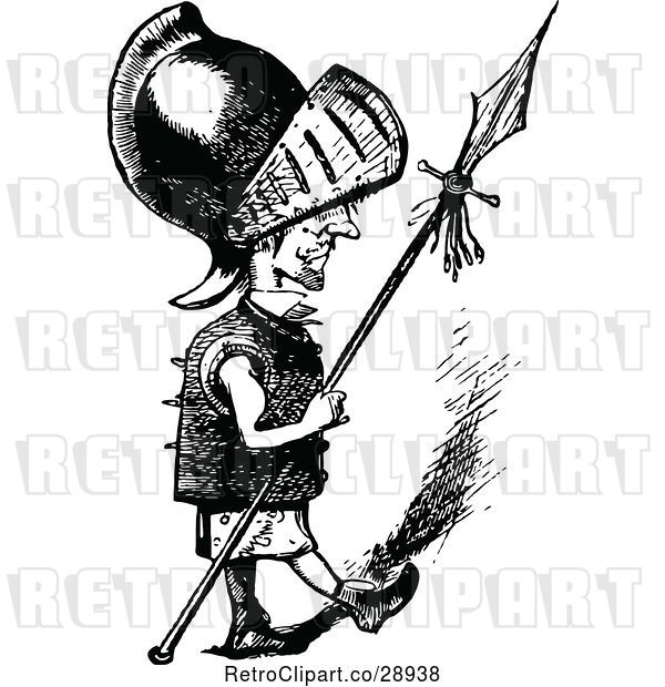 Vector Clip Art of Tiny Guard with a Spear