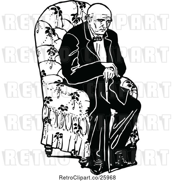 Vector Clip Art of Tired Old Guy Sitting in a Chair