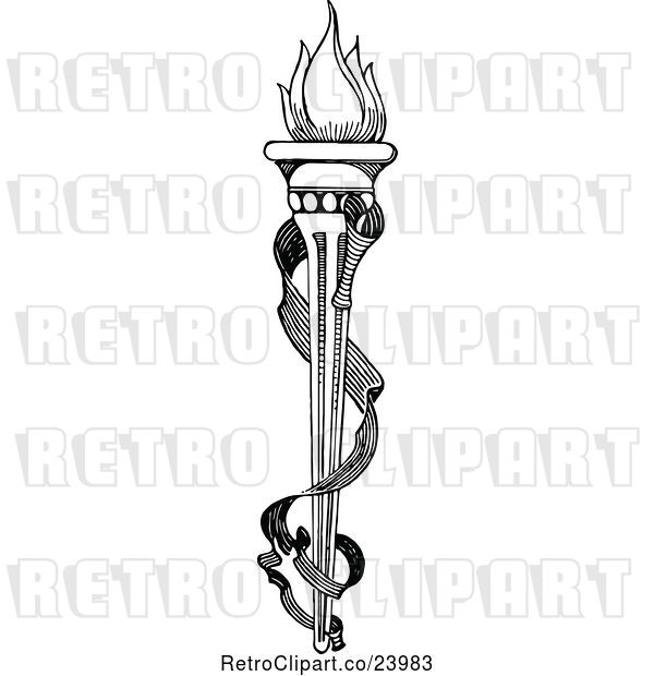 Vector Clip Art of Torch and Scroll