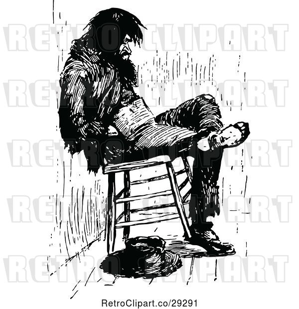 Vector Clip Art of Vagrant Guy in a Chair