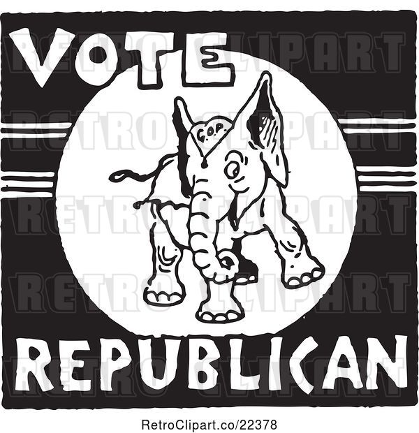 Vector Clip Art of Vote Republican Elephant