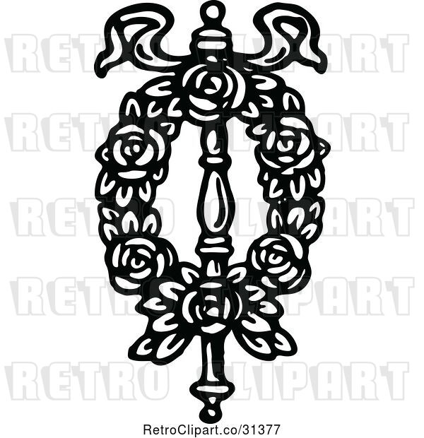 Vector Clip Art of Wreath and Post 1