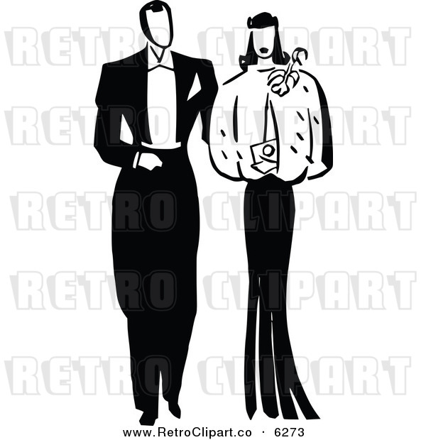  - vector-clipart-of-a-black-and-white-retro-posh-couple-by-prawny-vintage-6273