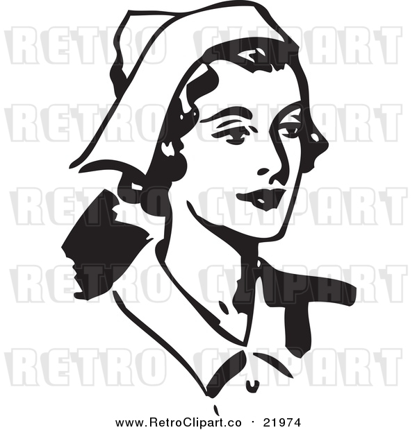 Vector Clipart of a Retro Female Nurse Facing Right