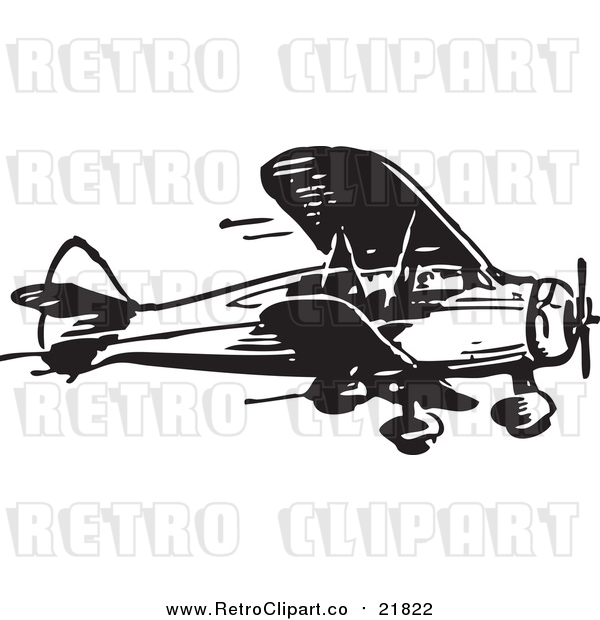 Vector Clipart of a Retro Plane