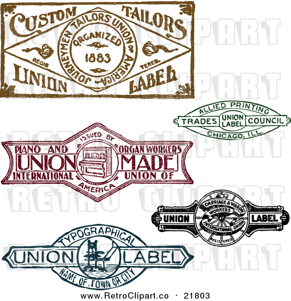Vector Clipart of Retro Union Labels