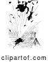 Clip Art of Lady and Cat Bursting Through a Roof in an Explosion by Prawny Vintage