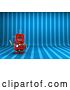 Clip Art of Retro 3d Friendly Red Robot Waving over Blue Stripes by Stockillustrations