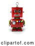 Clip Art of Retro 3d Happy Red Robot Smiling by Stockillustrations