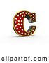 Clip Art of Retro 3d Illuminated Theater Styled Letter C, on a White Background by Stockillustrations